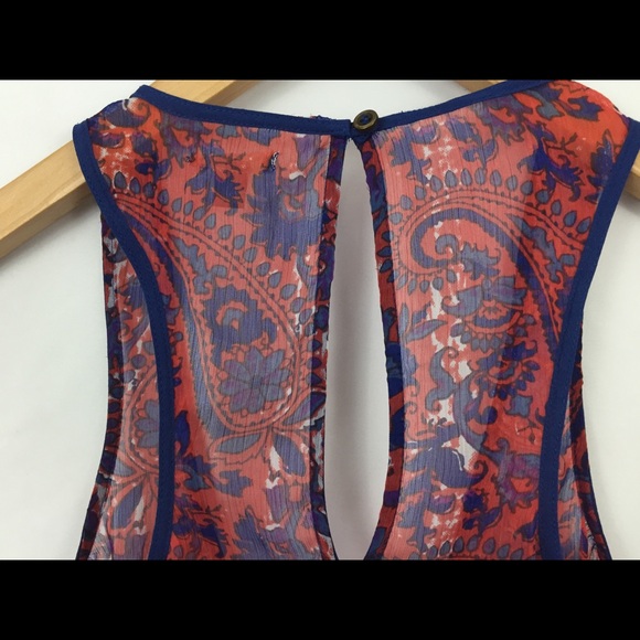 Urban Outfitters Ecote Sleeveless Top Blue & Red Size Small Peplum bottom - Picture 6 of 6